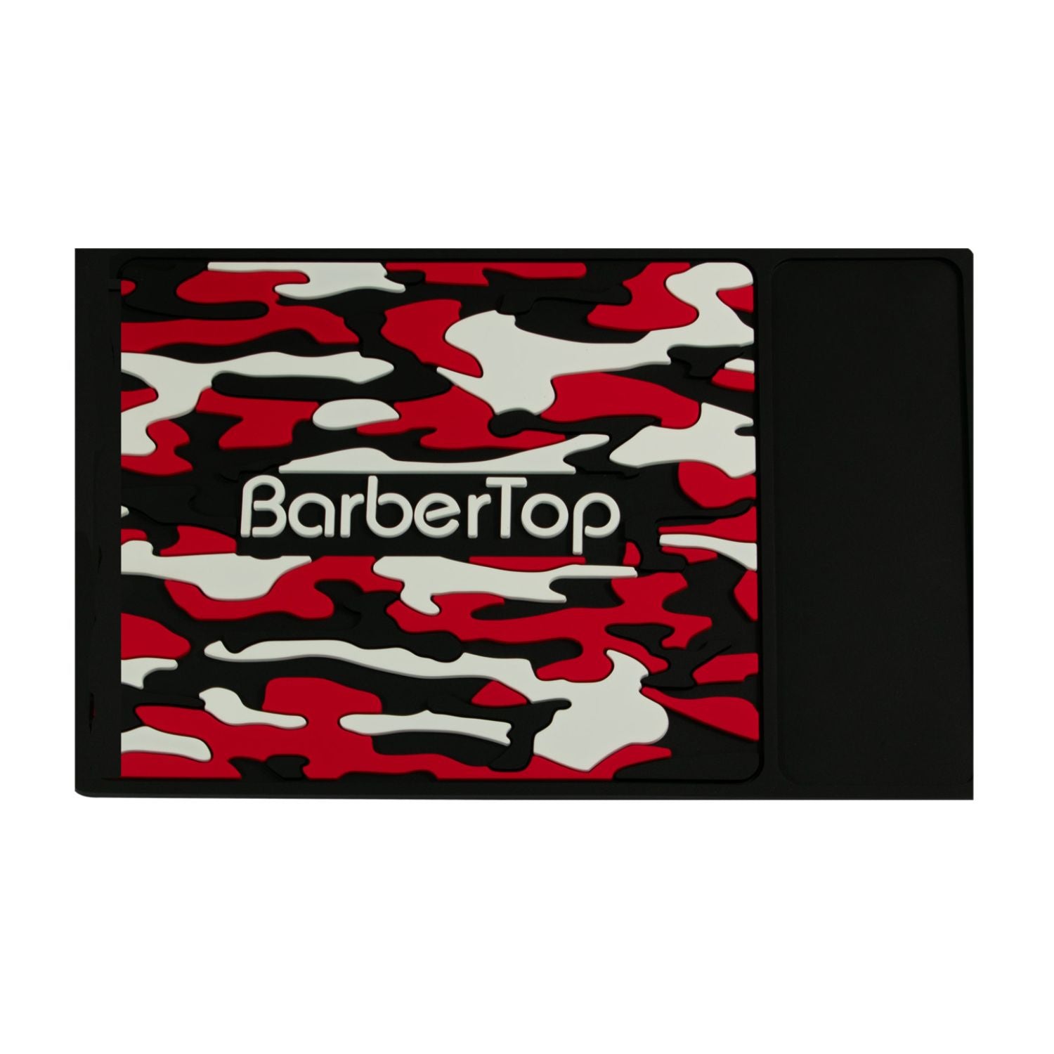 Tapete Para Barberia Con 1 Seccion Diseño Camuflaje Silicon Negro/rojo