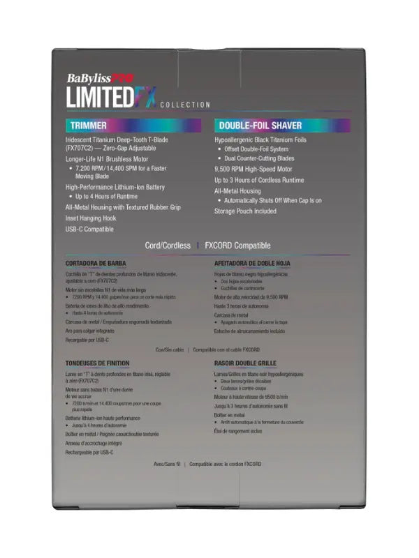 BaBylissPRO LimitedFX Iridescent Trimmer & Double Foil Shaver Set